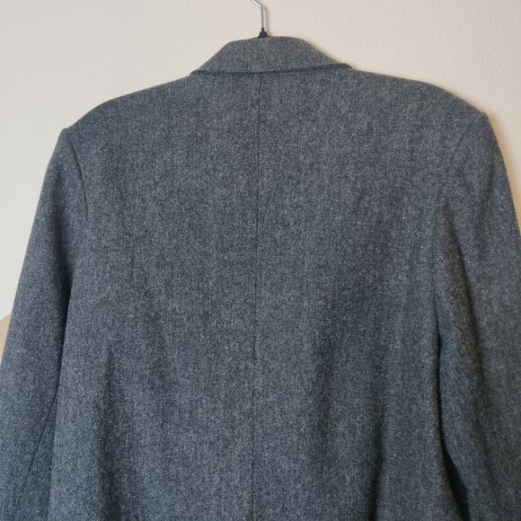 Vintage Block Island Petites Virgin Wool One Button Blazer Gray 12 Old Money - Picture 5 of 13